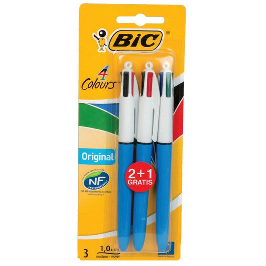 BIC Four Color Pen 3 Piece || اقلام بيك ٤ لون عدد ٣ حبة 