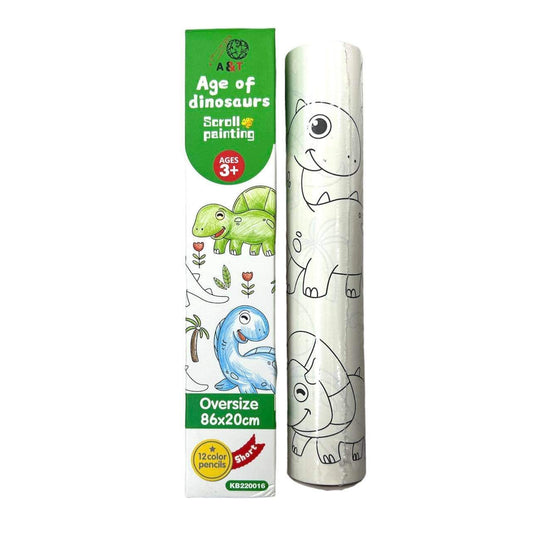 Age Of Dinosaurs Scroll Painting A&T Oversize 86 x 20 cm || رول التلوين عصر الديناصورات للاطفال