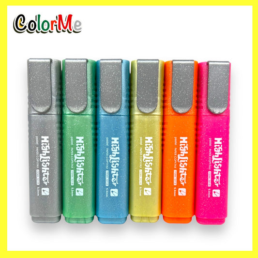 A&T Color Me Highlighter Set 6 Metallic Colors || مجموعة اقلام كولور مي تخطيط هايلايتر فسفوري ٦ لون⁩⁩ ميتاليك