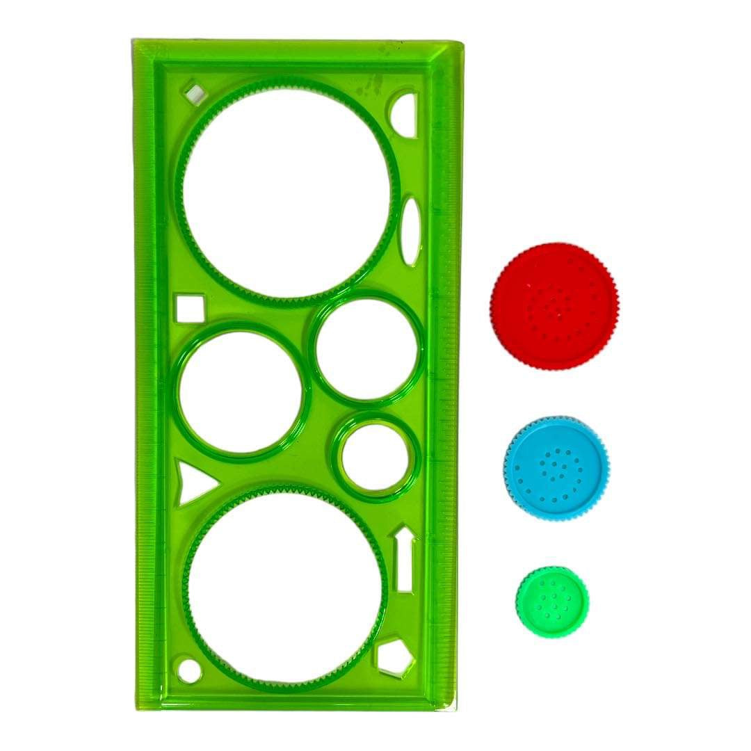 Engineering Spiral Stencil Set Ruler Green Color || مسطرة هندسية ستنسل دائرية لون اخضر