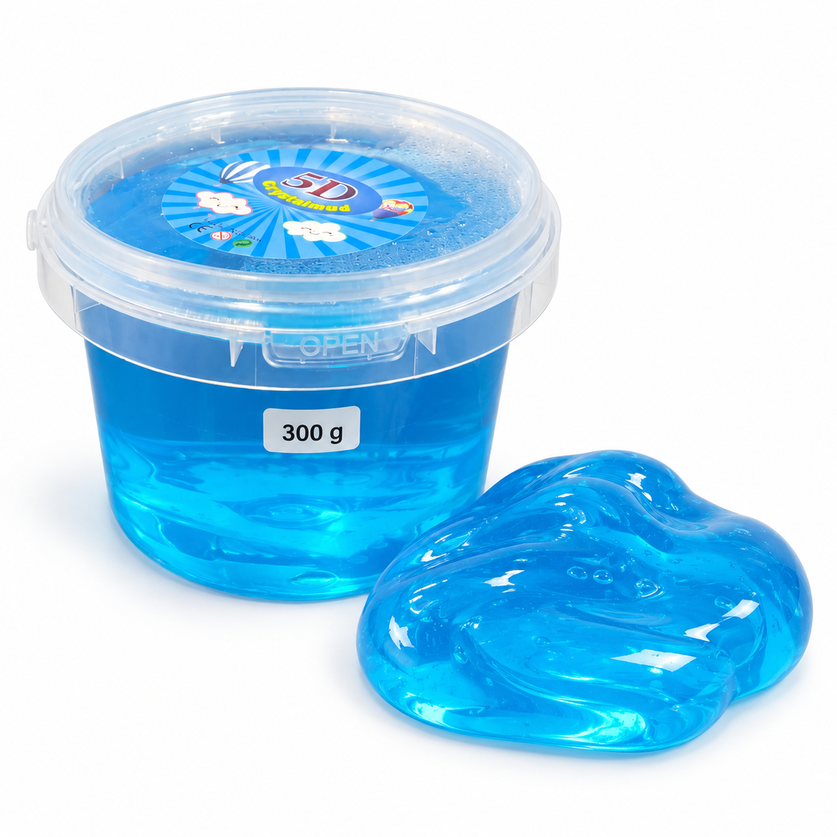 Clear Jelly Slime Bucket Blue 300 g || سطل سلايم جيلي شفاف أزرق 300 جرام