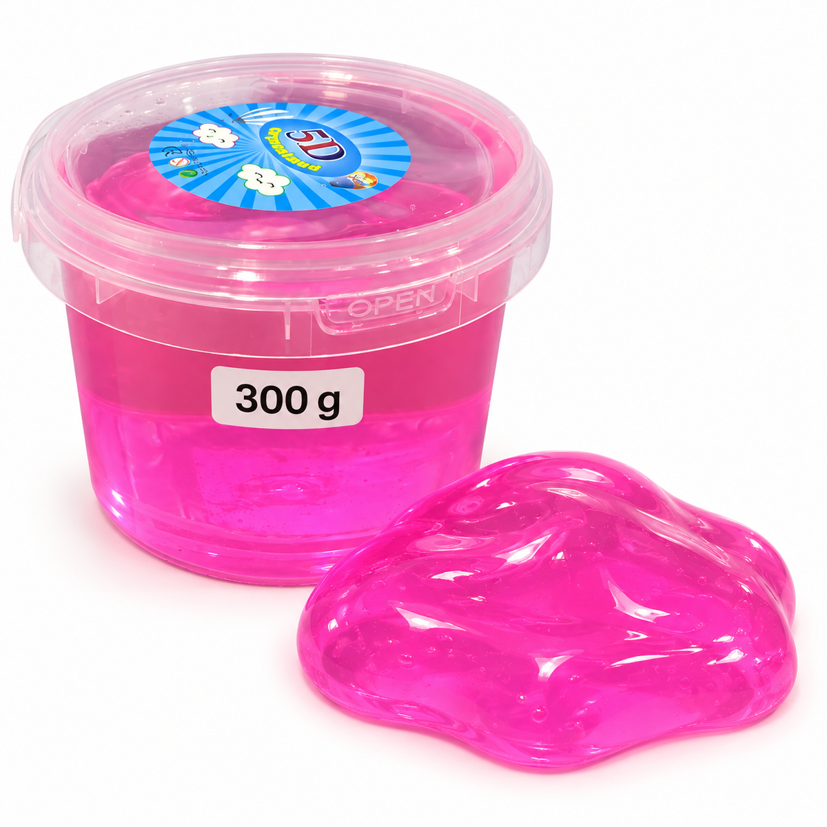 Clear Jelly Slime Bucket Pink 300 g || سطل سلايم جيلي شفاف وردي 300 جرام
