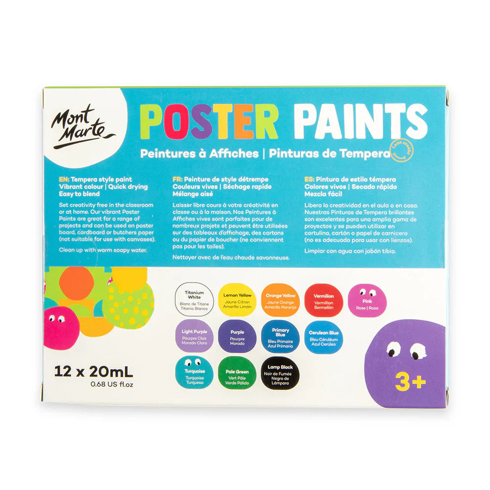Mont Marte Poster Paint Set 12pc x 20ml || الوان بوستر كولور مونت مارت 12 لون 20 مل