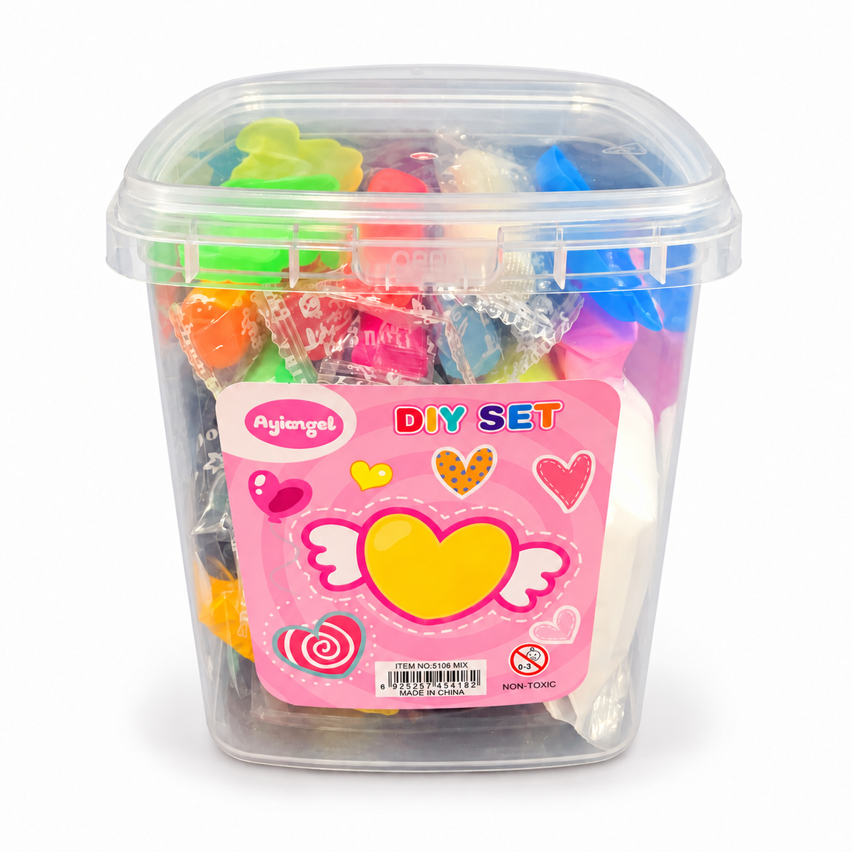 Ayiangel Slime and Modelling Clay Mix Bucket – Heart || سطل مزيج سلايم وطين صلصال Ayiangel – قلب