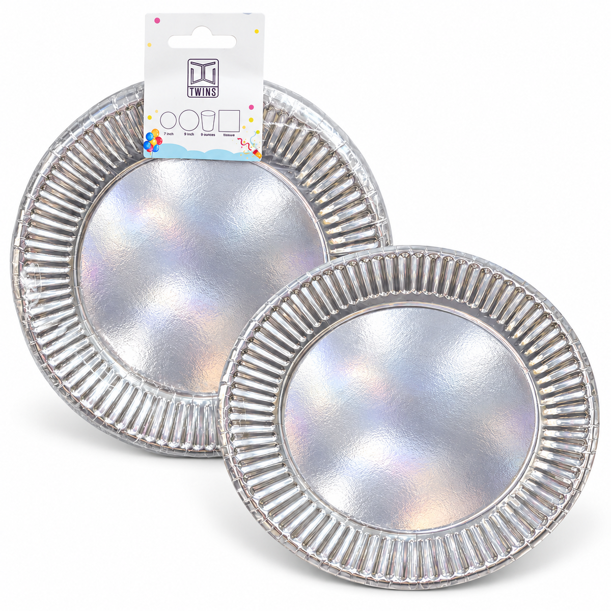 Paper Party Plates Metallic Silver – Small || صحون حفلات ورقية فضي لامع – صغير
