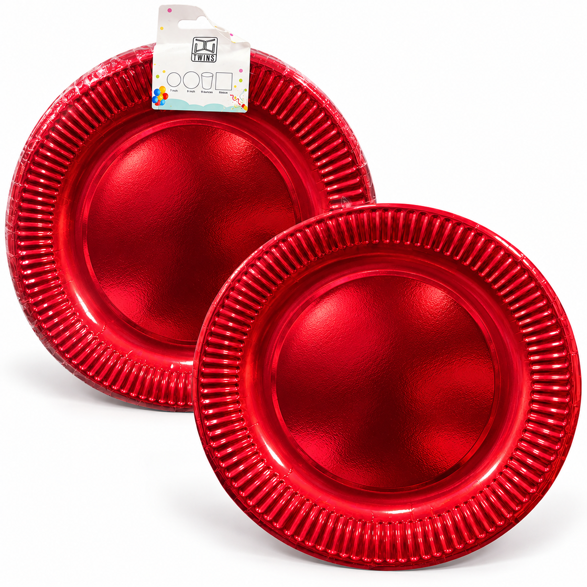 Paper Party Plates Metallic Red – Large || صحون حفلات ورقية أحمر لامع – كبير