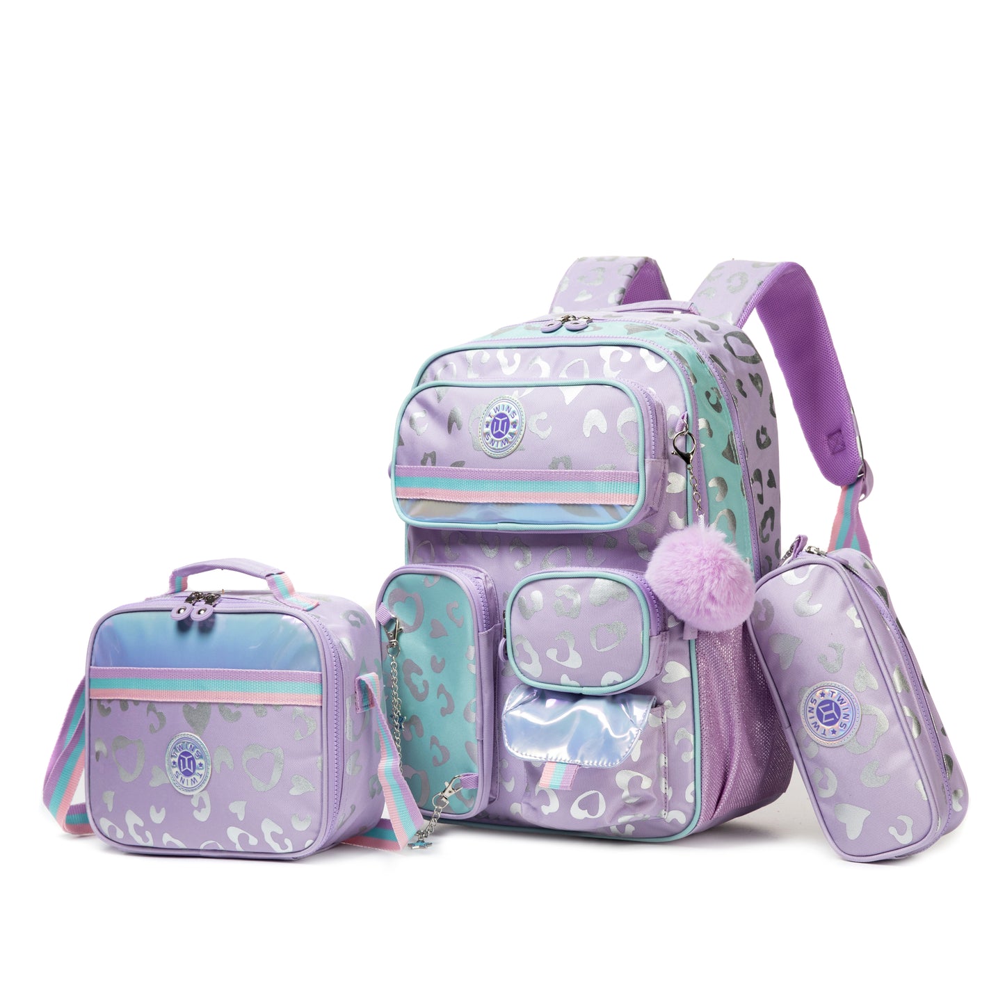 17" Backpack 3PCS HEARTS TWINS || شنطة ظهر 17 انش 3 قطع قلوب توينز