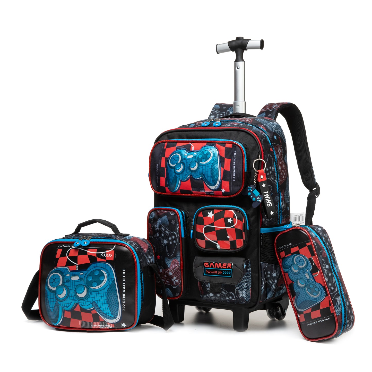 17" Trolley Backpack 3PCS GAMER TWINS || شنطة ترولي 17 انش 3 قطع بلايستيشن توينز