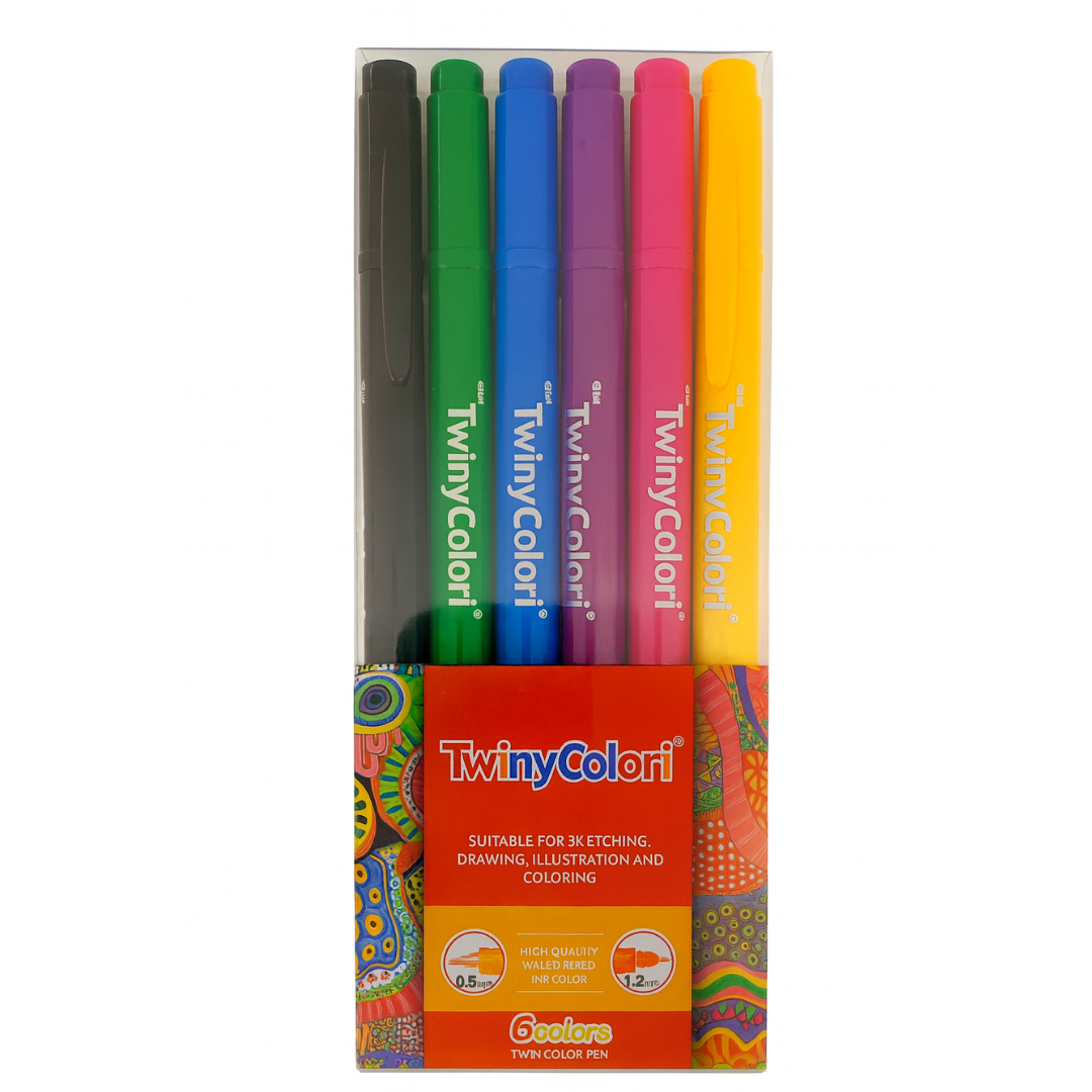 IBC Twiny Colori Twin Tip 6 Color Set || الوان اي بي سي راسين 6 لون