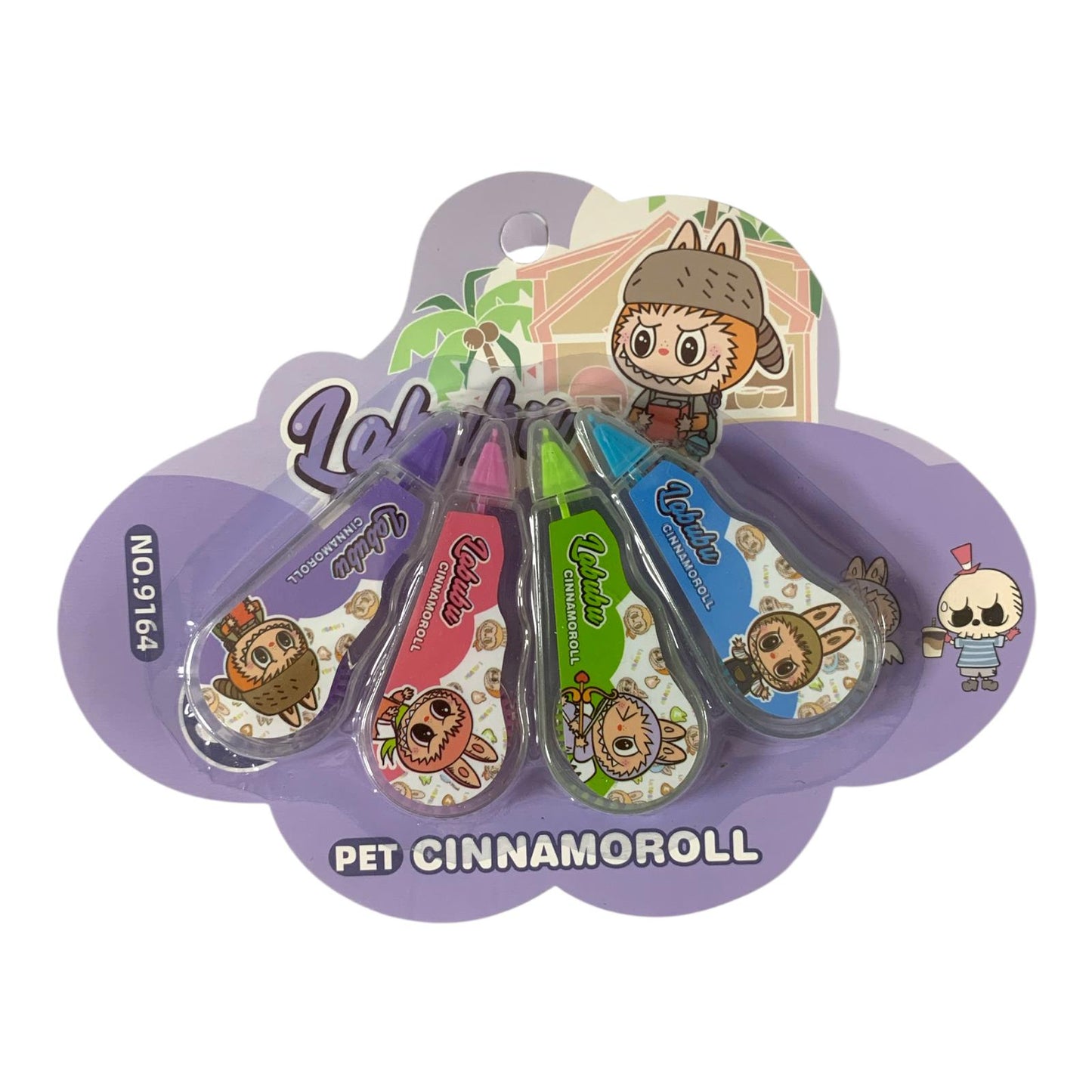 Labubu Correction Tape Roll Set 4 Pcs #1 || طقم كوريكتور لابوبو 4 حبة #1