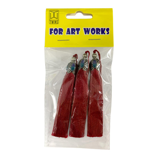 Silk Tassels with Decorative Caps 3-Pack for Art and Crafts #7 || كراكيش ملونة براس حديد 3 قطعة للاشغال اليدوية #7