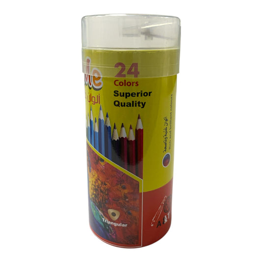 A&T Color Me Colored Short Pencils 24 Color Cylinder || الوان خشبية قصيرة ٢٤ لون كولور مي