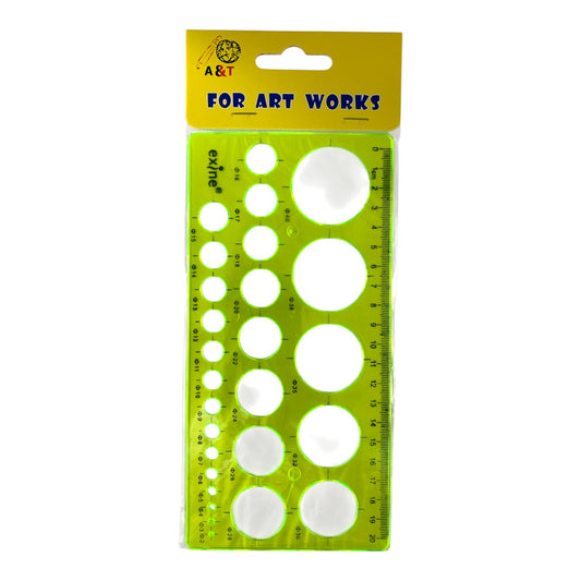 A&T Drawing Ruler Stencil 27 Circle Green Color || مسطرة ستنسل اي اند تي دوائر 27 دائرة لون أخضر