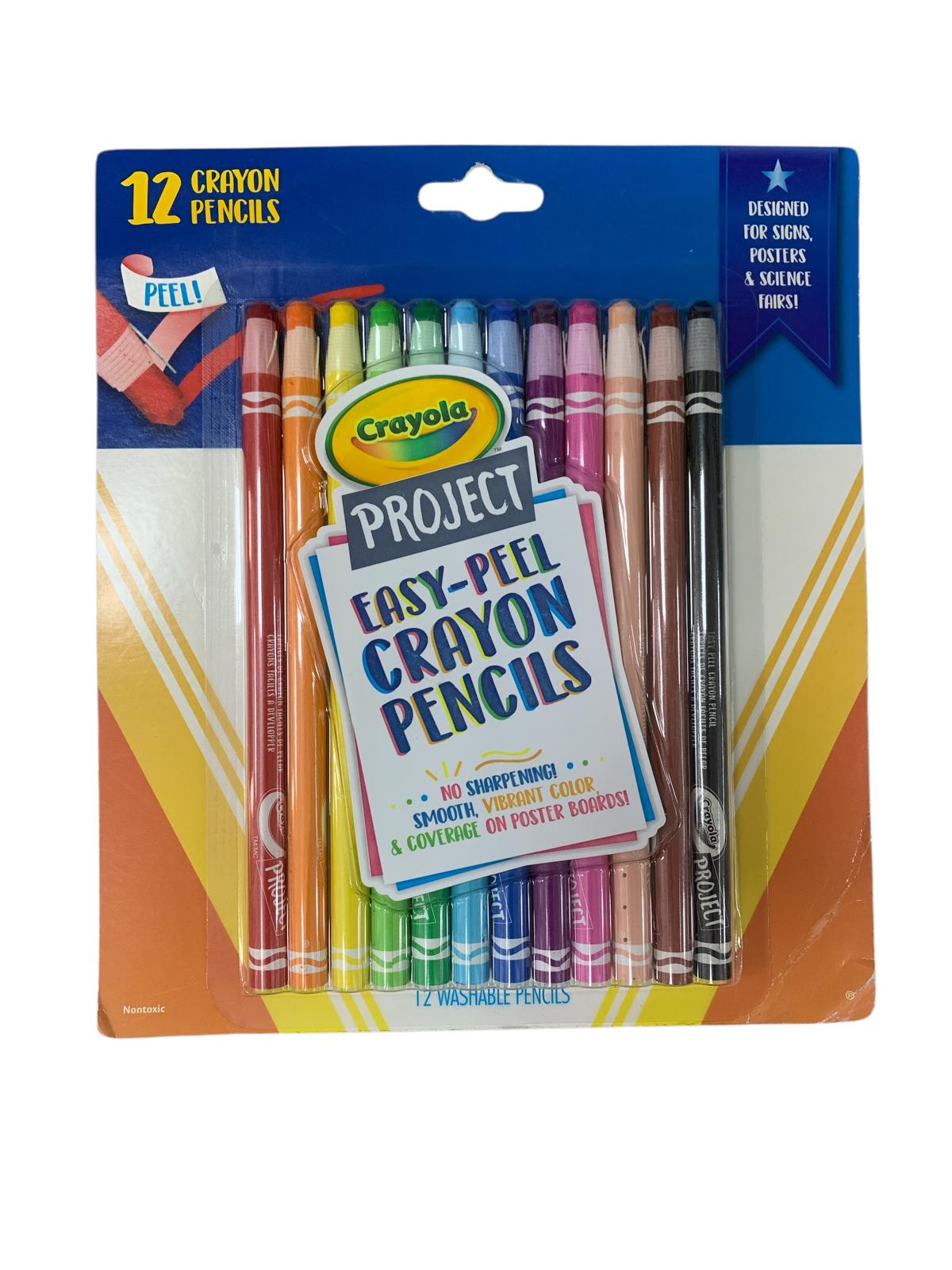 Crayola Project Easy-Peel Crayon Pencils 12 Colors || أقلام تلوين شمعية "كرايولا بروجكت" قابلة للتقشير السهل (12 قلم)