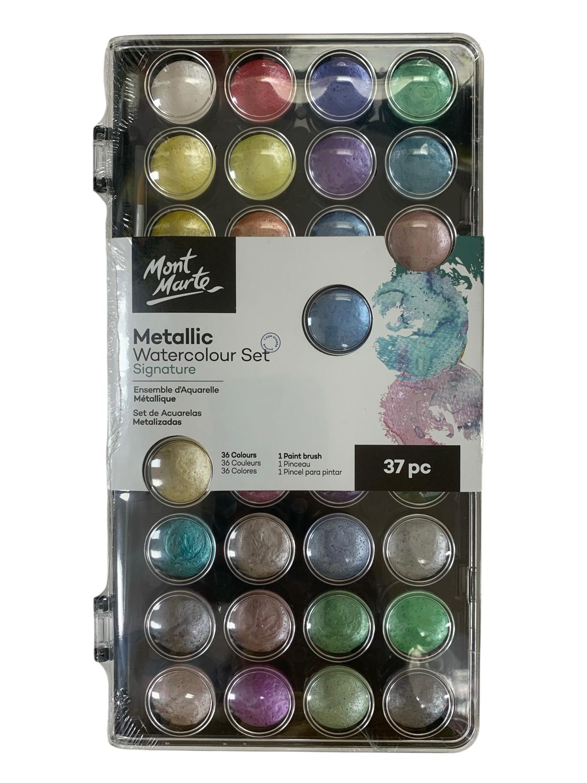 Mont Marte Metallic Watercolour Cake Set Signature 37pc || الوان مائية ميتاليك مونت مارت 37 لون