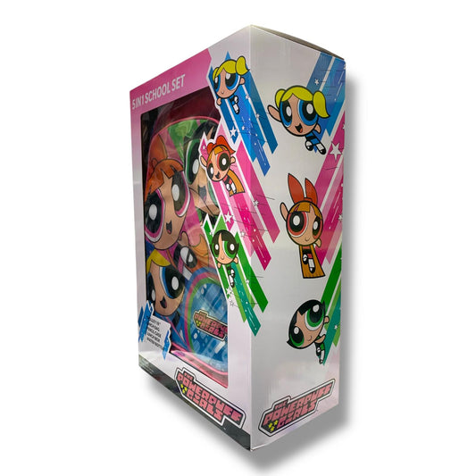 Power Puff Girls 5 in 1 School Set 18" Trolley Bag Lunch Bag Pencil Case Lunch Box Water Bottle || بوكس العودة للمدرسة 5 قطع جنطة ترولي كبيرة 18 انش شنطة اكل مقلمة لانش بوكس مطارة ماء باور بف جيرلز