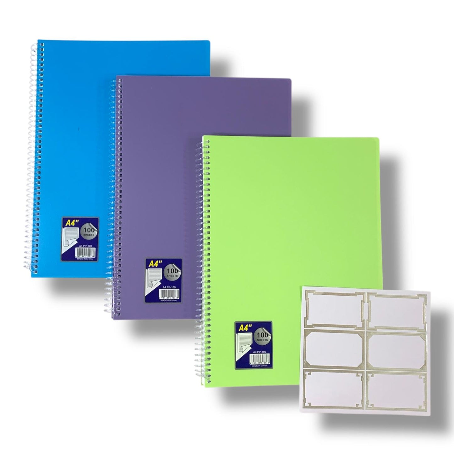 A&T Package 3 A4 Notebooks 100 Pages Assorted Colors || مجموعة دفاتر اي اند تي 3 خبة حجم اي فور 100 ورقة الوان متنوعة