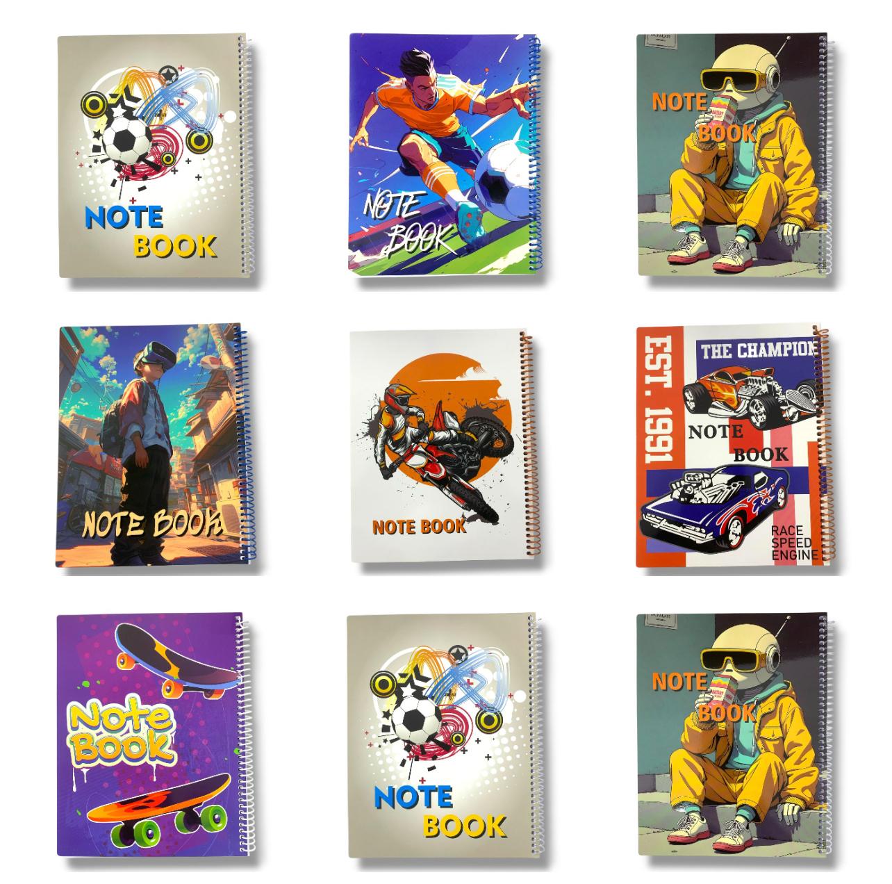 A&T Notebook Printed Designs English 2 Lines 8x10 100 Pages || دفتر مطبوع اي اند تي انجليزي خطين 8*10 عدد 100 ورقة