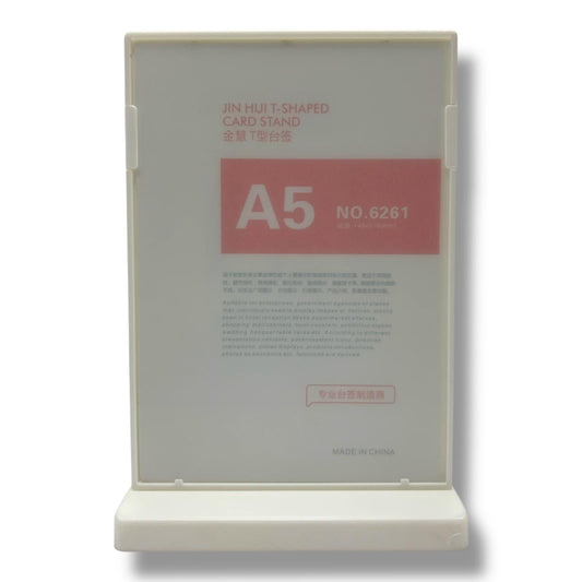 T Shaped Card Stand A5 Size White || ستاند عرض حجم اي فايف لون ابيض