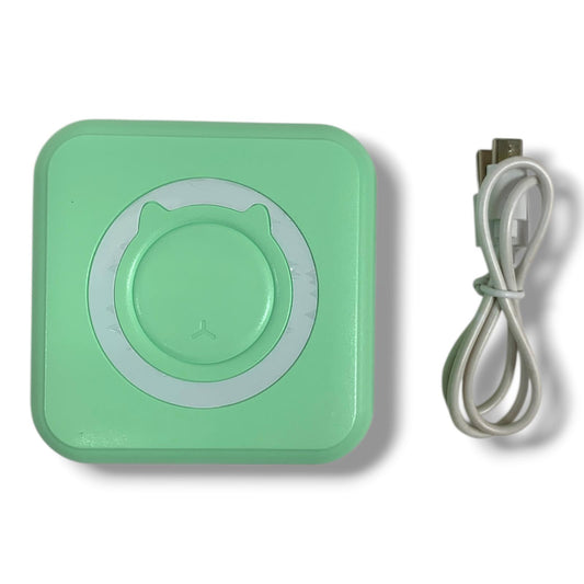 Portable Mini Printer USB Charged Green || طابعة صغيرة متنقلة بدون حبر شحن يو اس بي أخضر