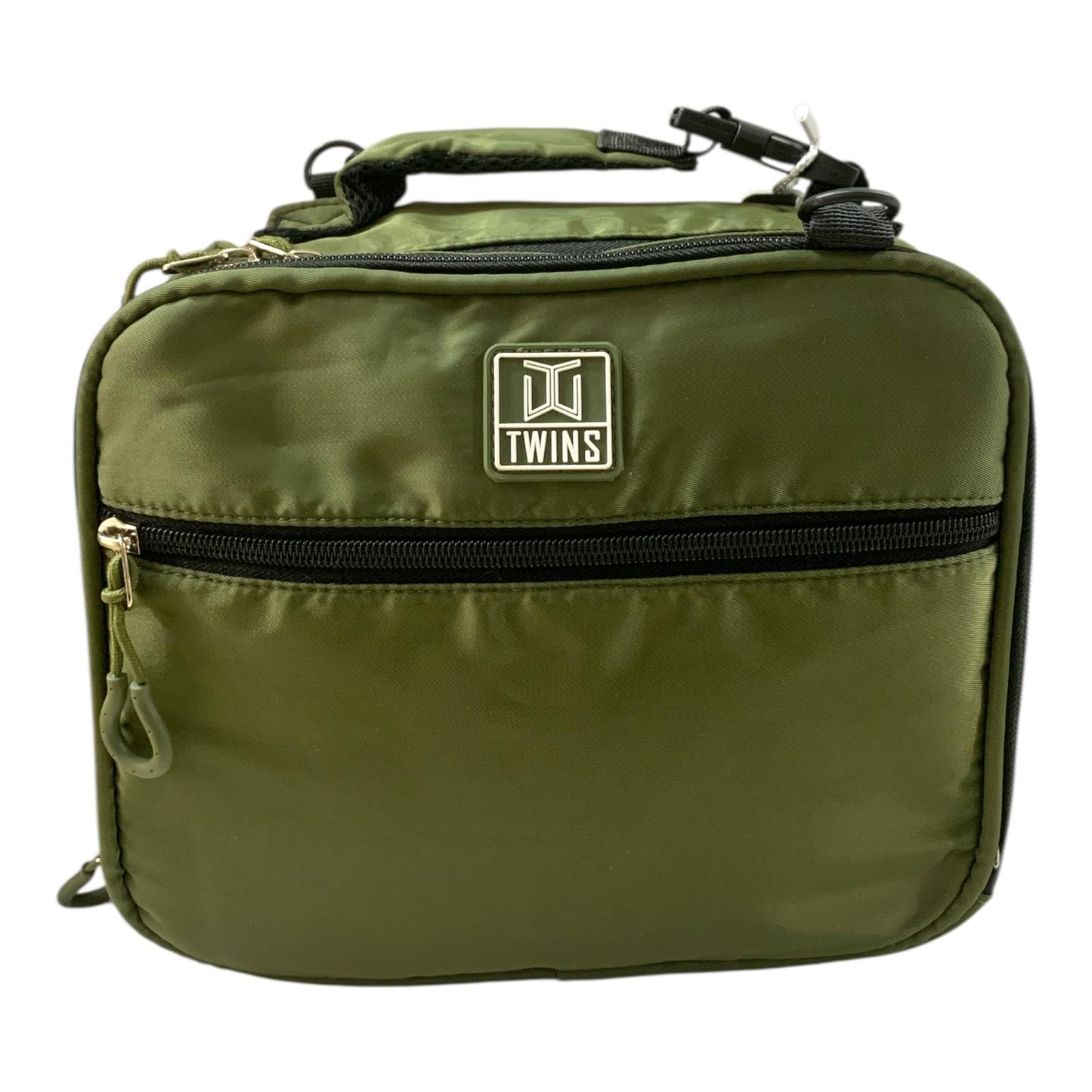 Twins Insulated Lunch Bag Stylish & Reusable Lunch Box for Kids & Adults Olive Green || شنطة اكل توينز اي اند تي سحابين للمدرسة و الدوامات لون اخضر زيتي