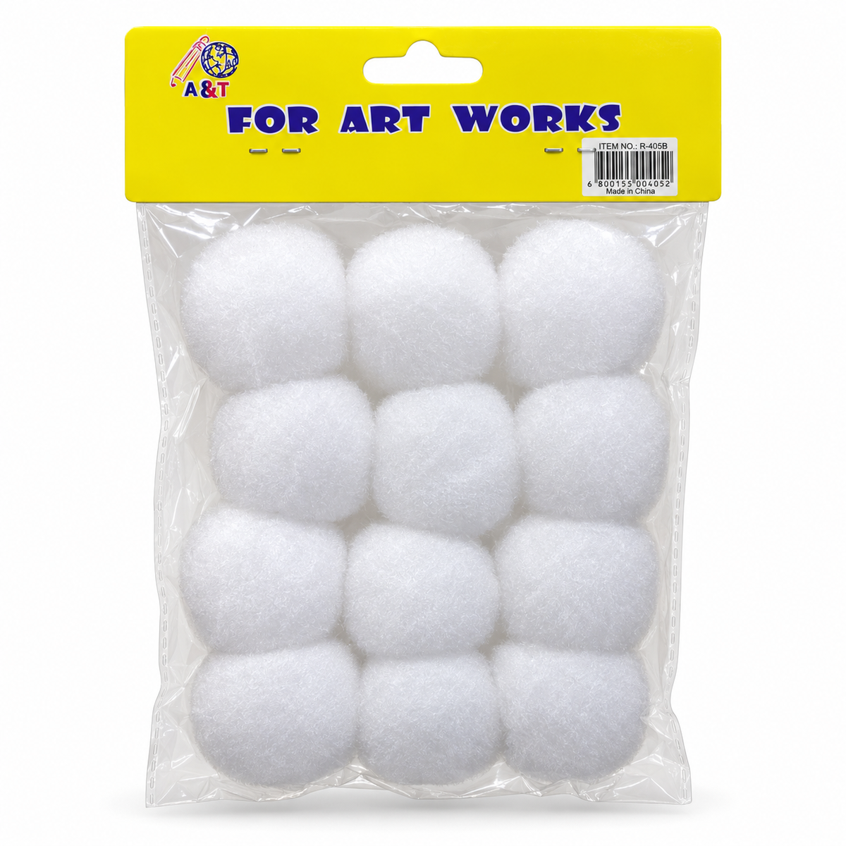 A&T White Pom Poms Large || كرات بوم بوم بيضاء كبيرة اي اند تي