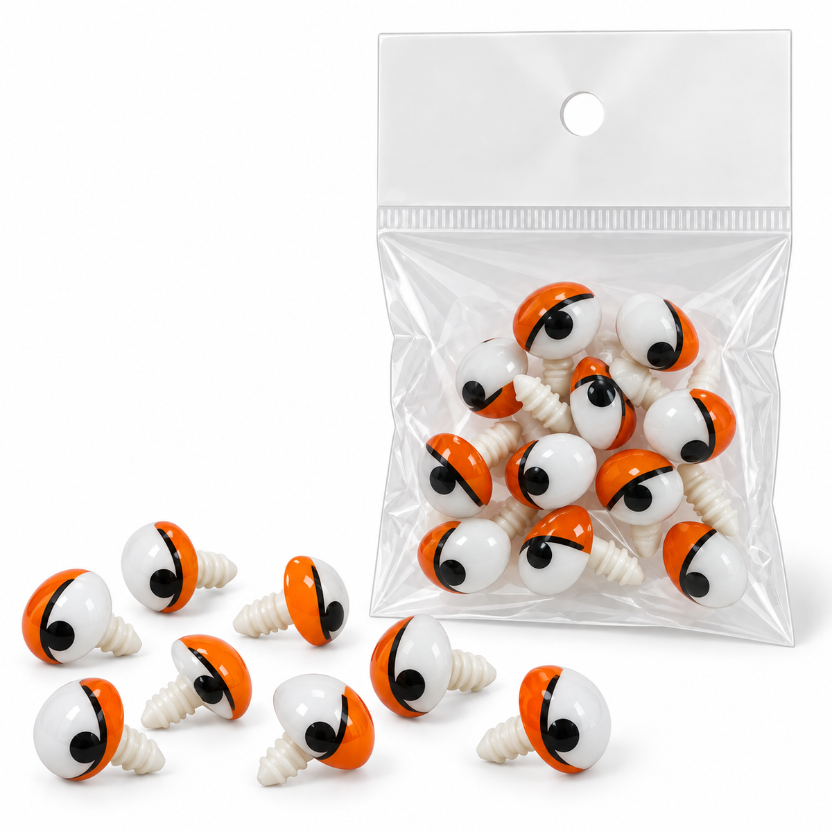 Atlas Orange Cartoon Safety Eyes with Screw Backs || عيون أمان كرتونية برتقالية بقاعدة لولبية