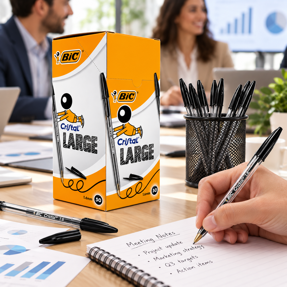 باكيت اقلام حبر بيك كريستال اسود ٥٠ قلم