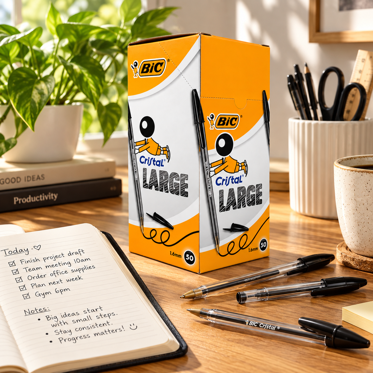 Bic Cristal Large 50 Pc Pack Black Pens || باكيت اقلام حبر بيك كريستال اسود ٥٠ قلم