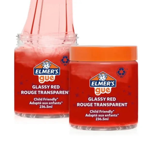 Elmers Gue Glassy Clear Transparent Slime 236 ml Red || سلايم المرز شفاف 236 مل امن للاطفال أحمر