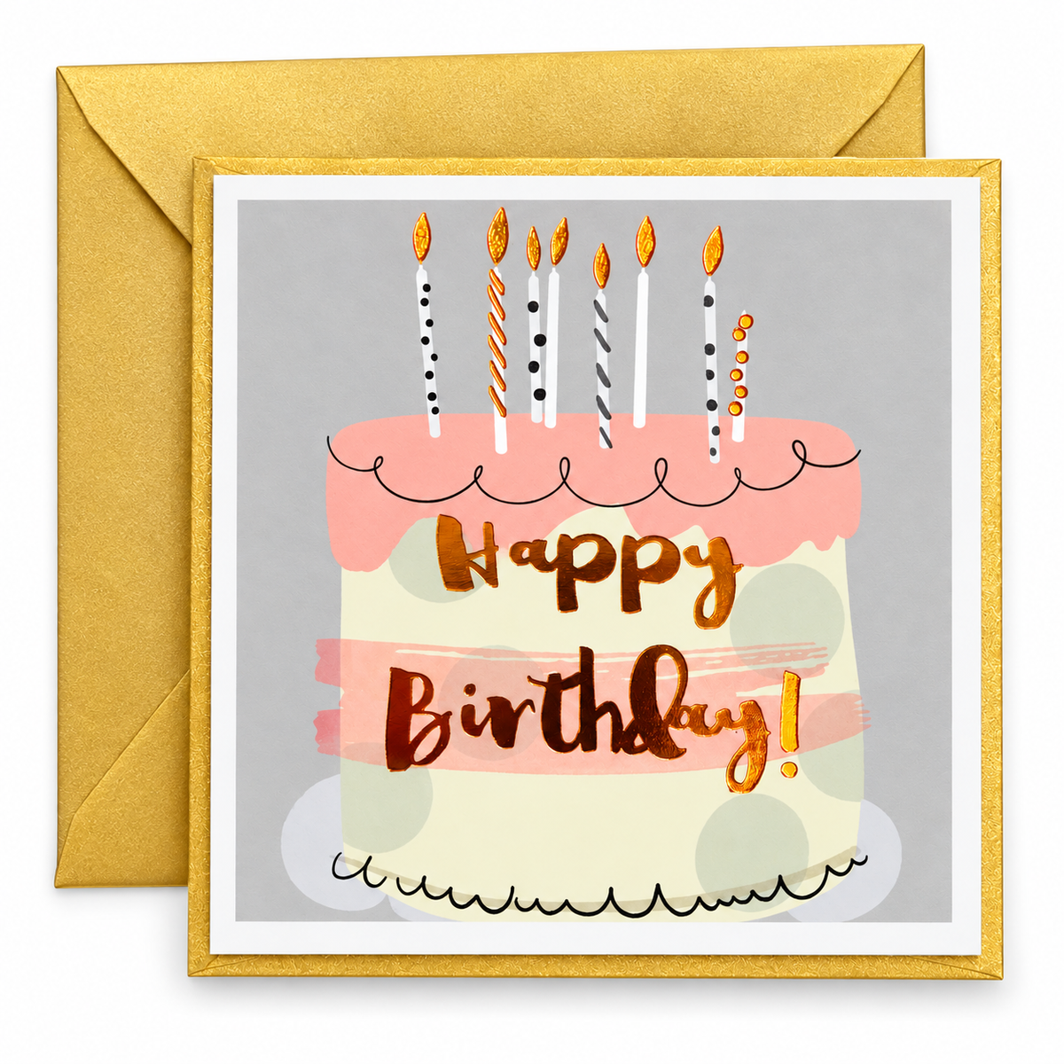 Foil Birthday Cake Greeting Card || بطاقة تهنئة عيد ميلاد بتصميم كعكة وفويل