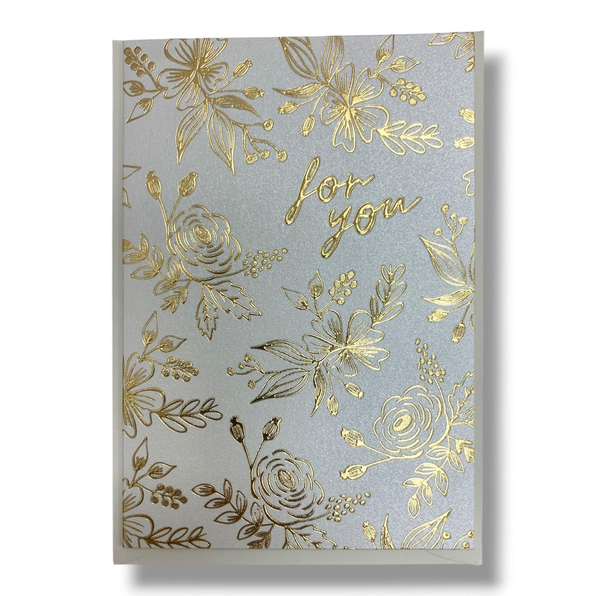 Gold Floral For You Greeting Card - Silver || بطاقة إهداء لك - فضي وذهبي