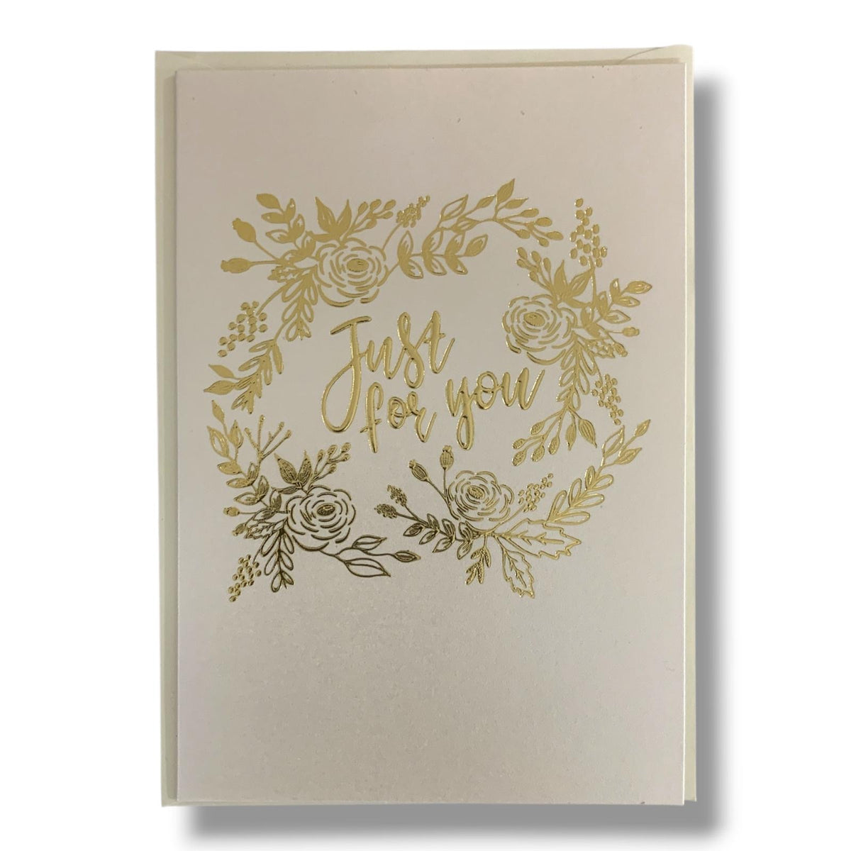 Gold Floral Just For You Greeting Card - Ivory || بطاقة إهداء لك فقط - عاجي وذهبي