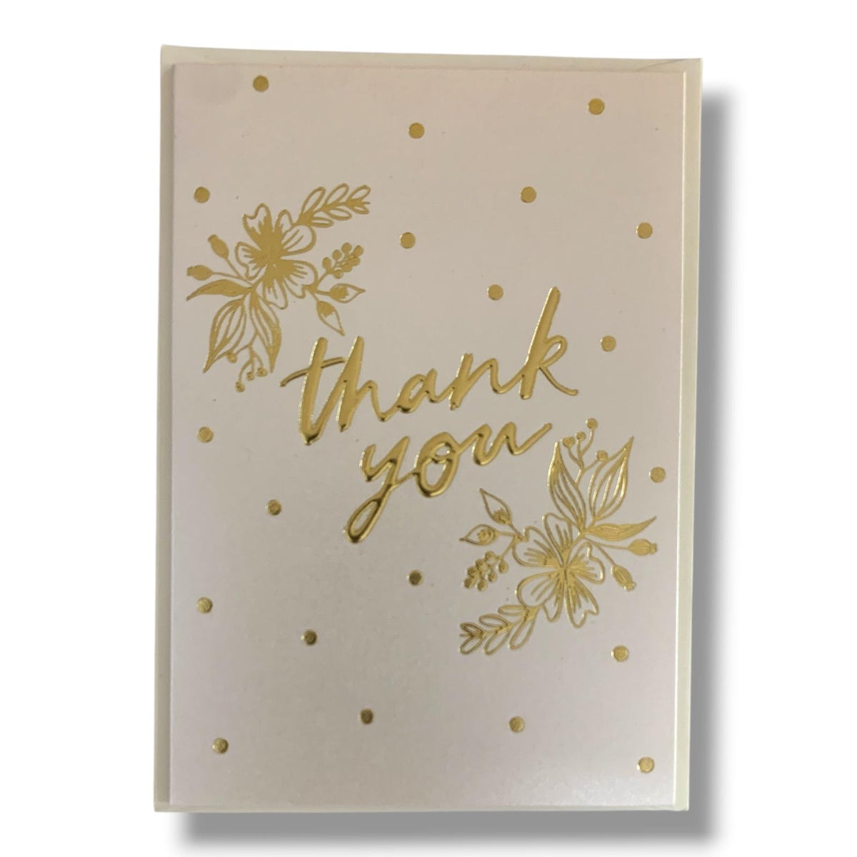 Gold Floral Thank You Greeting Card - Ivory || بطاقة شكر مزهرة - عاجي وذهبي