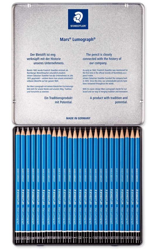 Staedtler Mars Lumograph 24 Sketch Pencils Set || مجموعة اقلام رصاص رسم سكتش ستدلر ٢٤ درجة