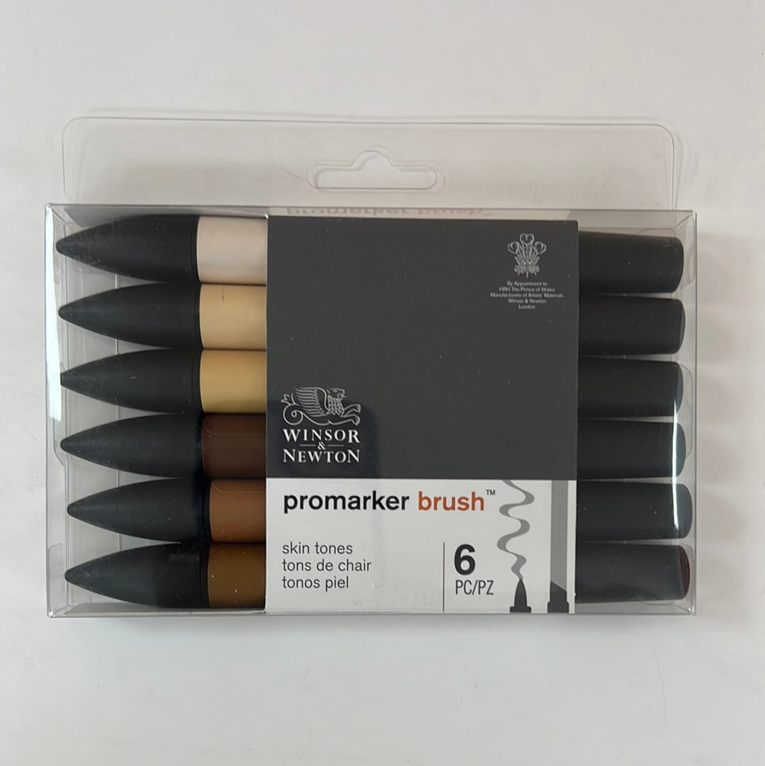Winsor & Newton ProMarker Brush, Skin Tones, Set of 6 || الوان البشرة برو ماركر ماركة ونسر اند نيوتن
