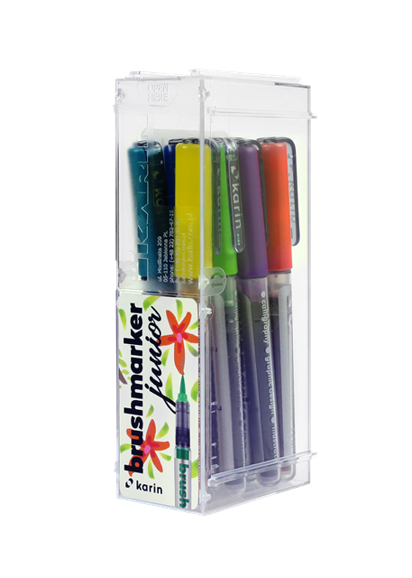 Karin Brush Marker Junior 11 Basic Color + 1 Blender || الوان كارين برش ماركرز جونيور ١١ لون + ١ قلم دمج