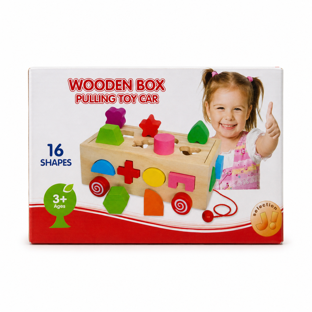 Wooden Box Pulling Toy Car 16 Shapes || بازل خشب بعجلات متحركة ١٦ شكل