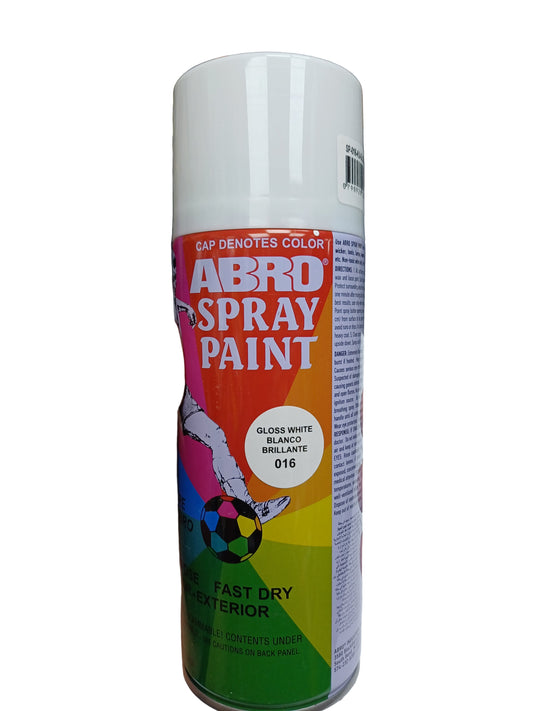 Abro Spray Paint Gloss White || دهان صبغ رش سبراي ابرو ابيض لامع