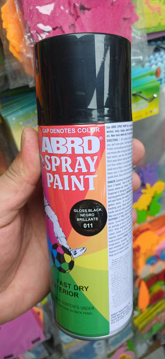 Abro Spray Paint Gloss Black || دهان صبغ رش سبراي ابرو اسود لامع