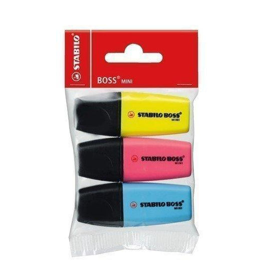 Stabilo Mini 3 Color Pack || الوان فسفورية ستابيلو ٣ الوان ميني مقاومة للجفاف