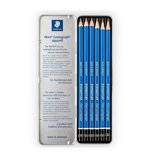 Staedtler Mars Lumograph 6 Sketch Pencils Set || مجموعة اقلام رصاص رسم سكتش ستدلر 6 درجة