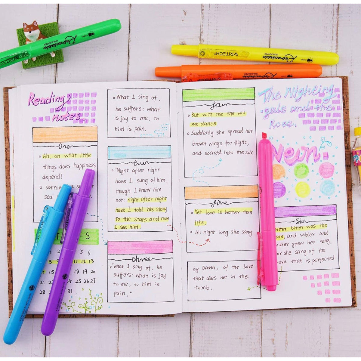Writech Tetractable Highlighters 6 Neon Colors || اقلام فسفوري كبس ٦ لون نيون رايتيك