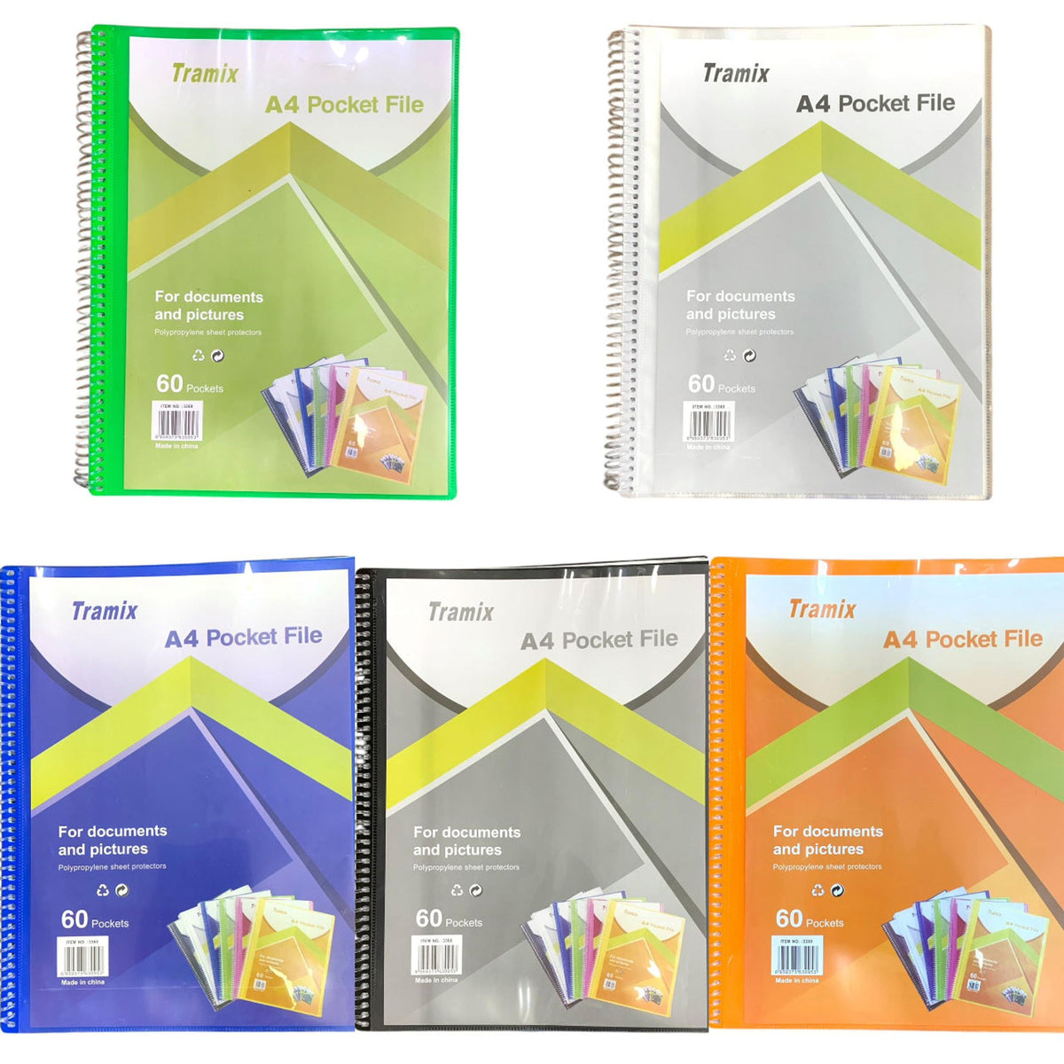 A4 Pocket File 60 Pockets Assorted Colors || ملف جيوب الوان متنوعة عدد ٦٠ جيب