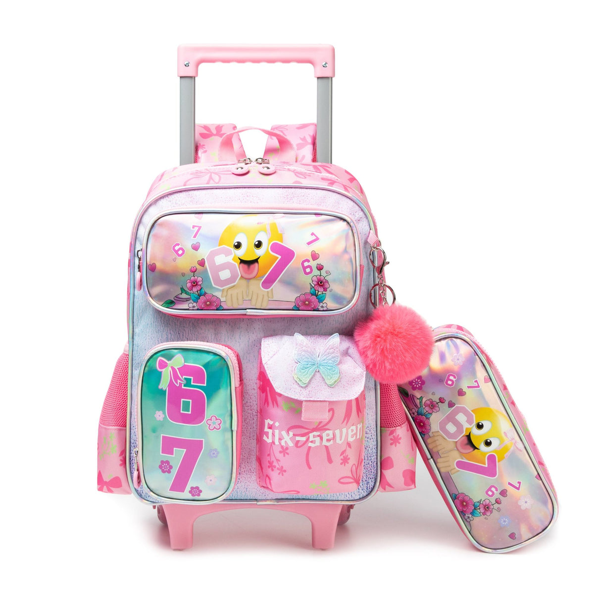 14" Trolley Backpack 2PCS Six Seven TWINS || شنطة ترولي 14 انش 2 قطعه 67 بناتي توينز