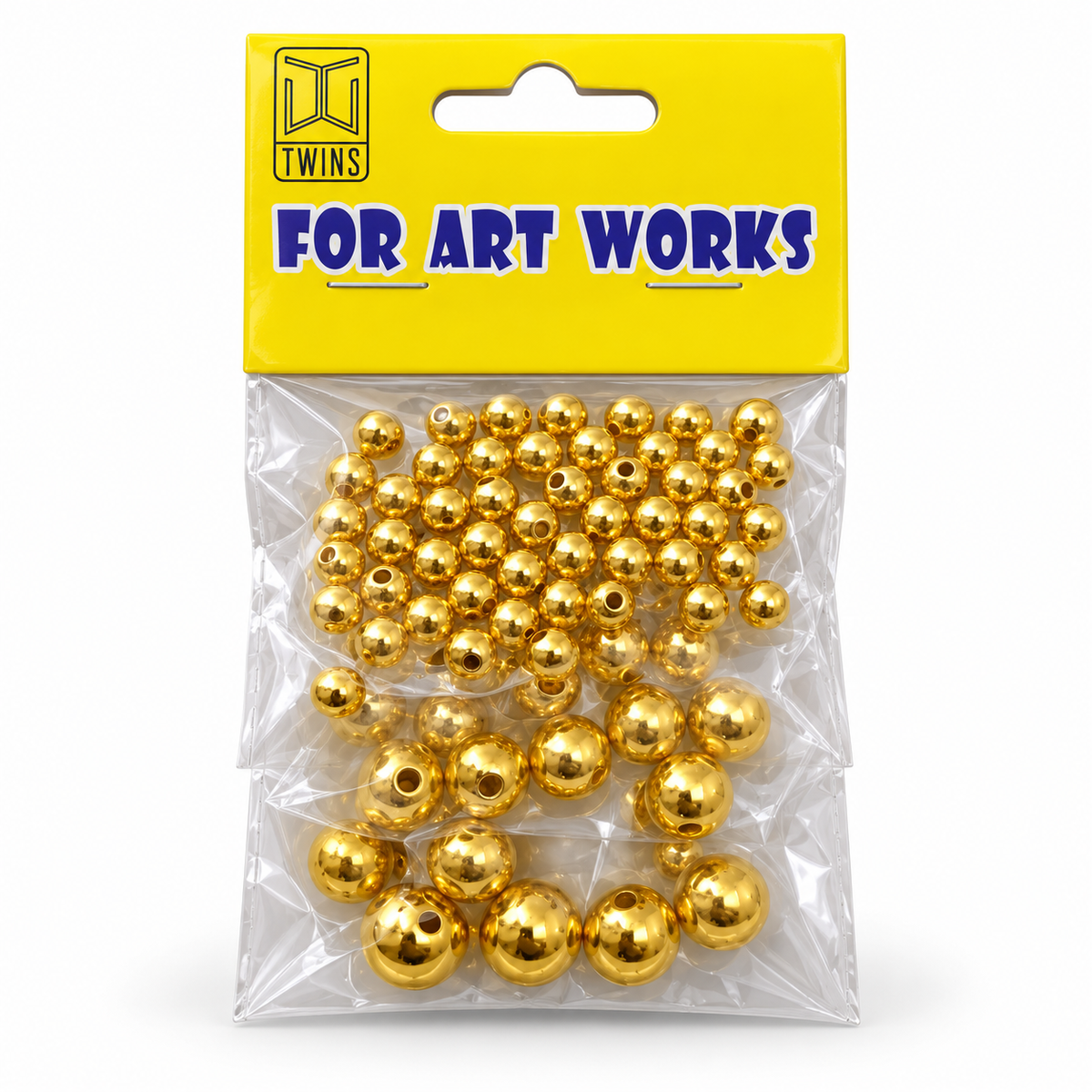 TWINS Metallic Gold Round Craft Beads - Mixed Sizes || خرز توينز دائري ذهبي معدني مقاسات متنوعة
