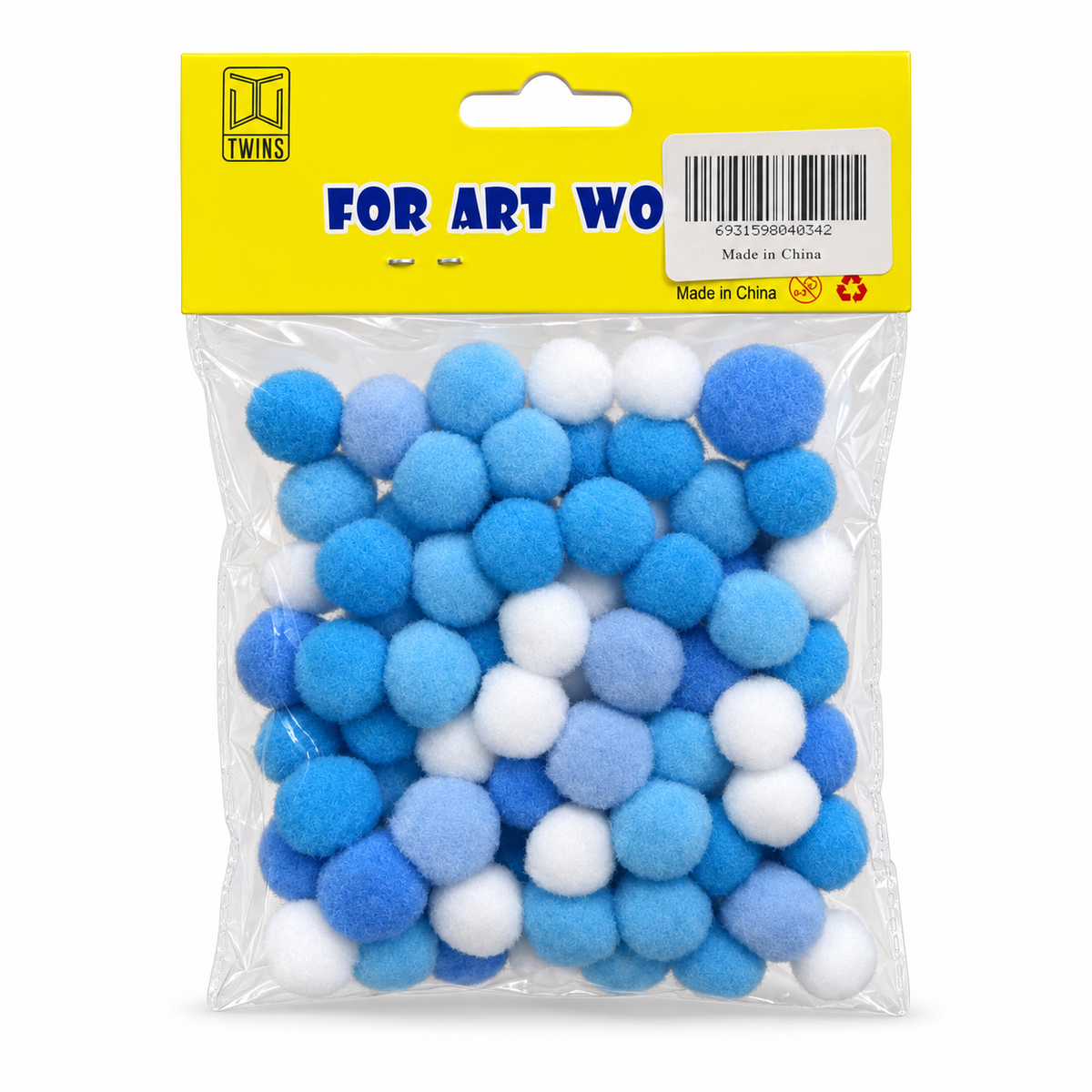 Twins Pom Poms Blue & White || كرات بوم بوم أزرق وأبيض توينز