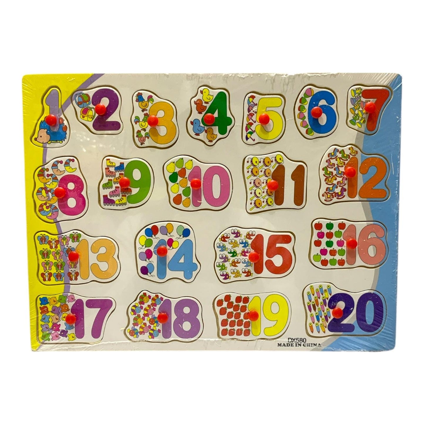 Wooden English Numbers 1 to 20 Peg Puzzle DX580