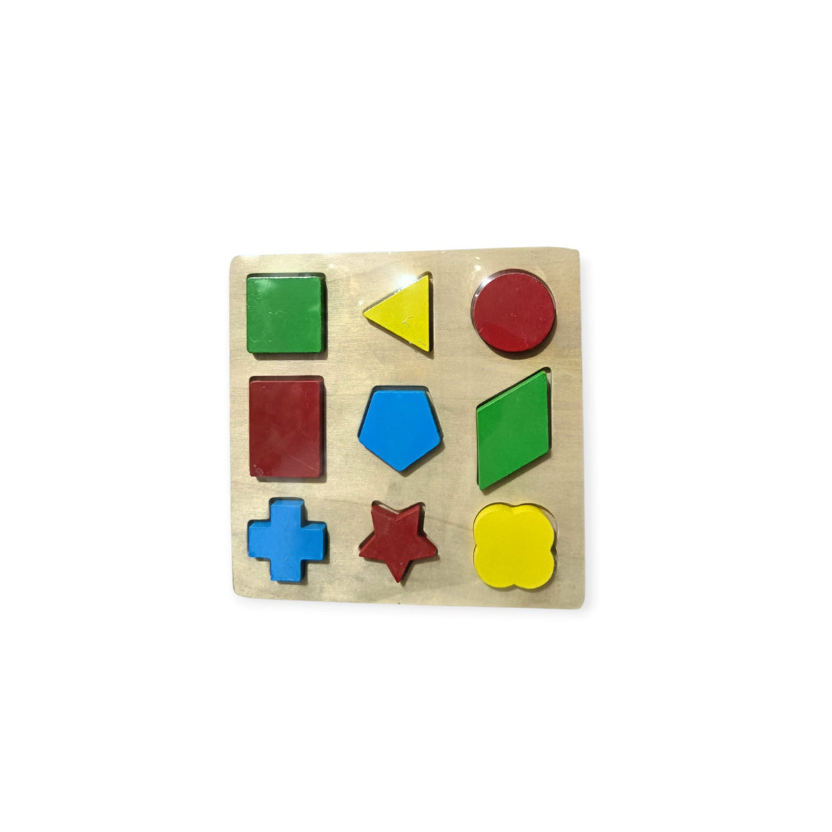 Wooden Geometric Shapes Puzzle Board 9 Pieces