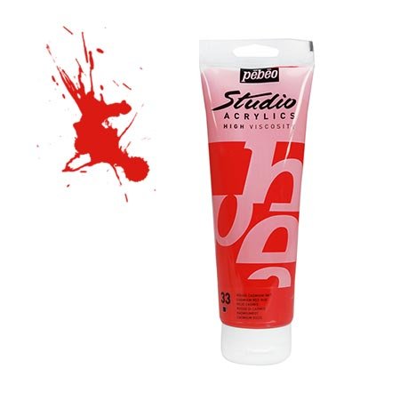 Pebeo Studio Acrylics High Viscosity 250 ml Cadmium Red || الوان بيبيو اكريليك 250 مل احمر كادميوم